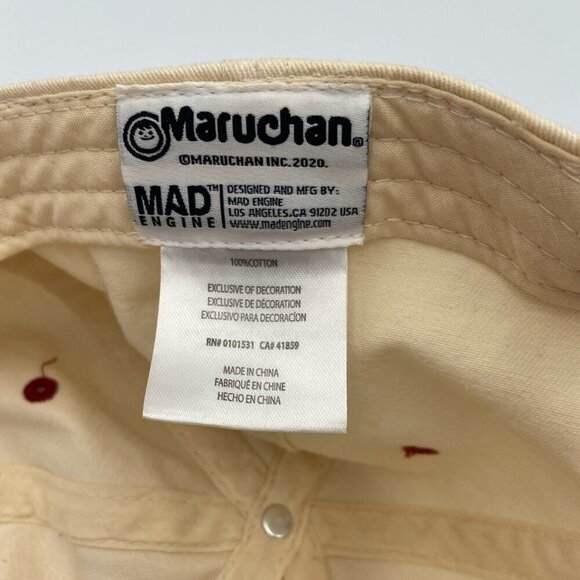 Maruchan Hat Cap Men’s Red Ivory Adjustable Strap Embroidered Mad Engine - Picture 5 of 5
